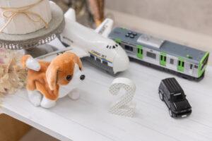 堺市の誕生日写真撮影。お気に入りのおもちゃ持ち込みOK